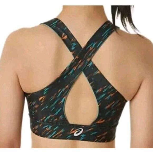 Asics Women's Black, Orange & Turquoise Poly/Spandex Athletic Sports Bra NEW NWT - Picture 3 of 12